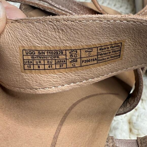 UGG Braelynn Metallic Leather Sandals Rose Gold Size 10 - Picture 11 of 15